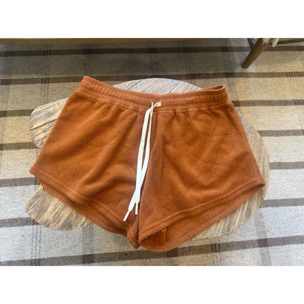 Outerknown Hightide Terry Cloth Shorts Women’s Small Rust Orange Resort Elastic